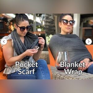 Travel Scarf Blanket with Zipper Pocket - Dusty Lilac